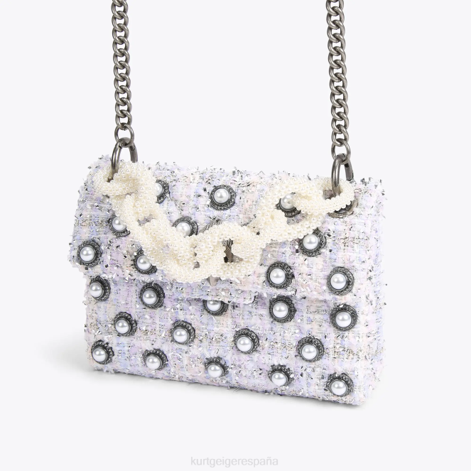 Kurt Geiger mujer mini kensington de tweed londinense 2LPR86 | bolsas lila